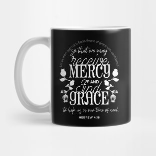 Hebrew 4:16 quotes with floral art black ver Mug